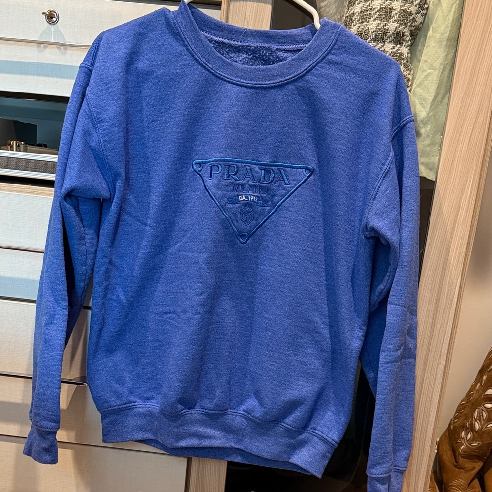 Prada Blue Crewneck Sweater for Women